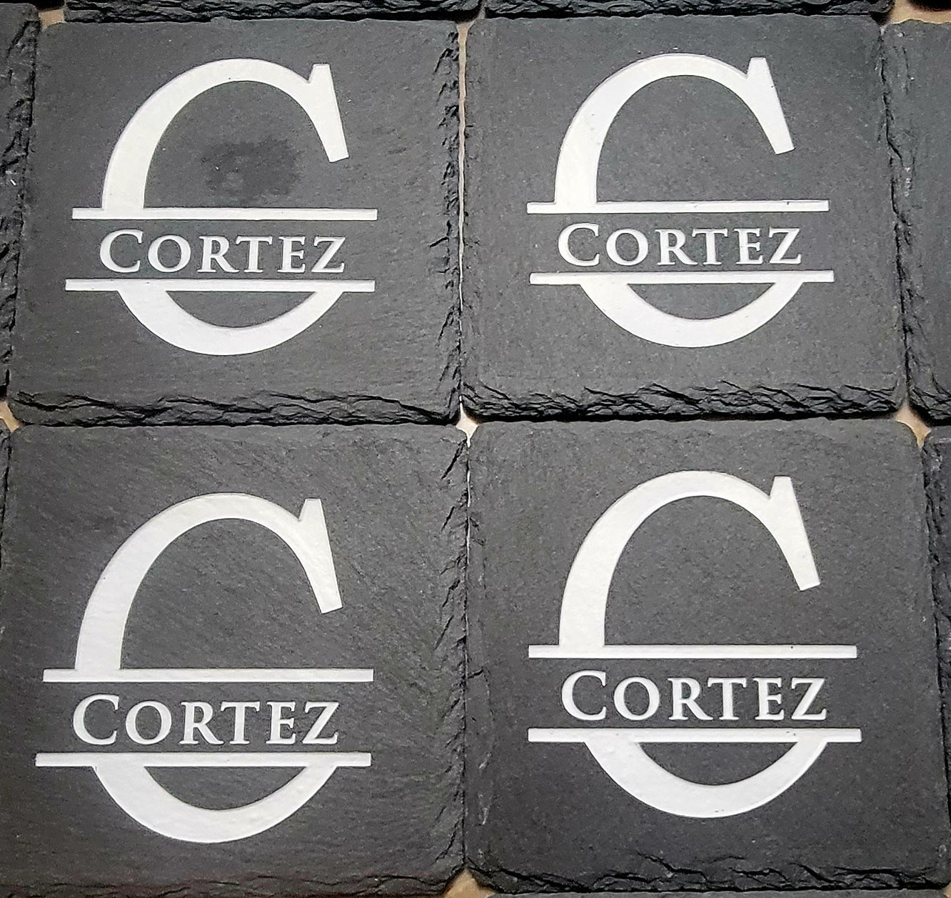 Engraved Slate Coasters - Set of 4