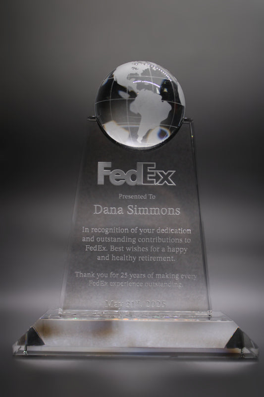 Engraved Paramount Globe Award 5.5x7"