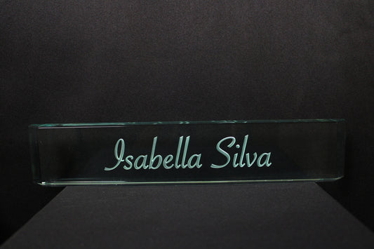 Engraved Glass Name Plaque
