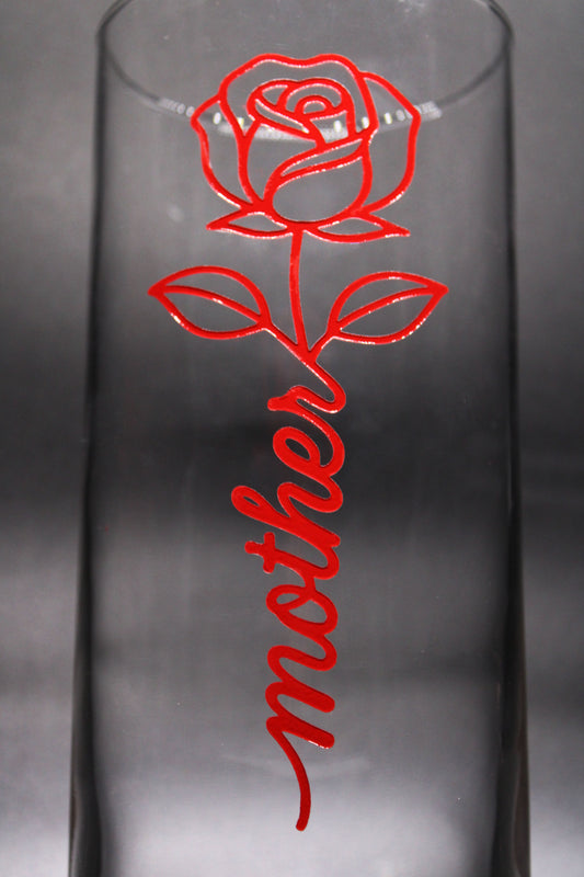 Engraved Clear Cylinder Vase