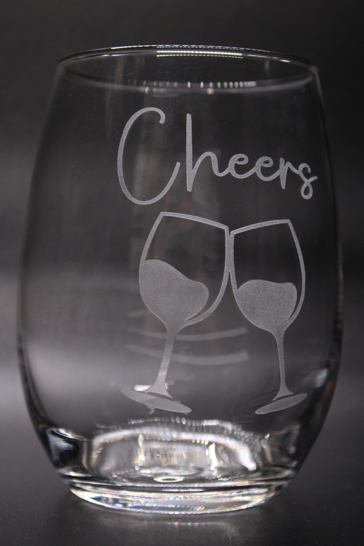 Engraved Stemless wine glass