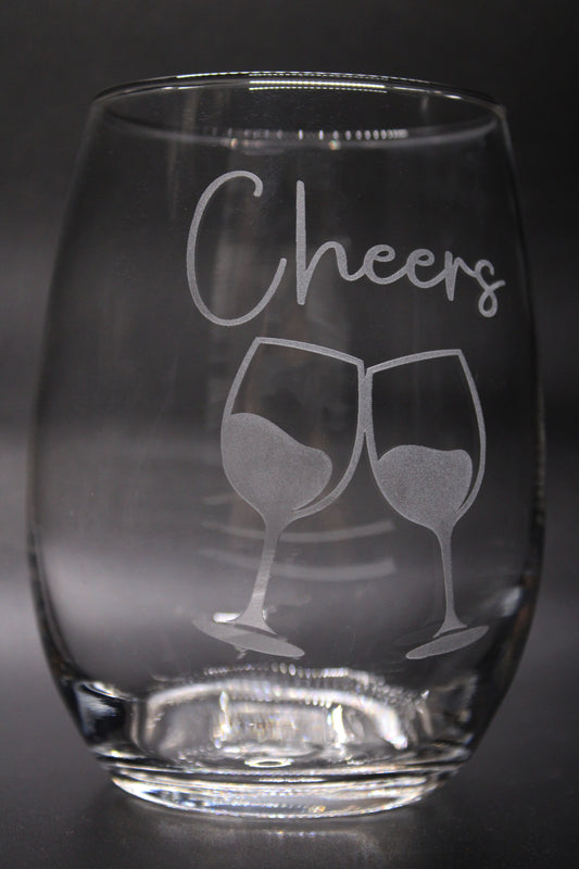 Engraved Stemless wine glass