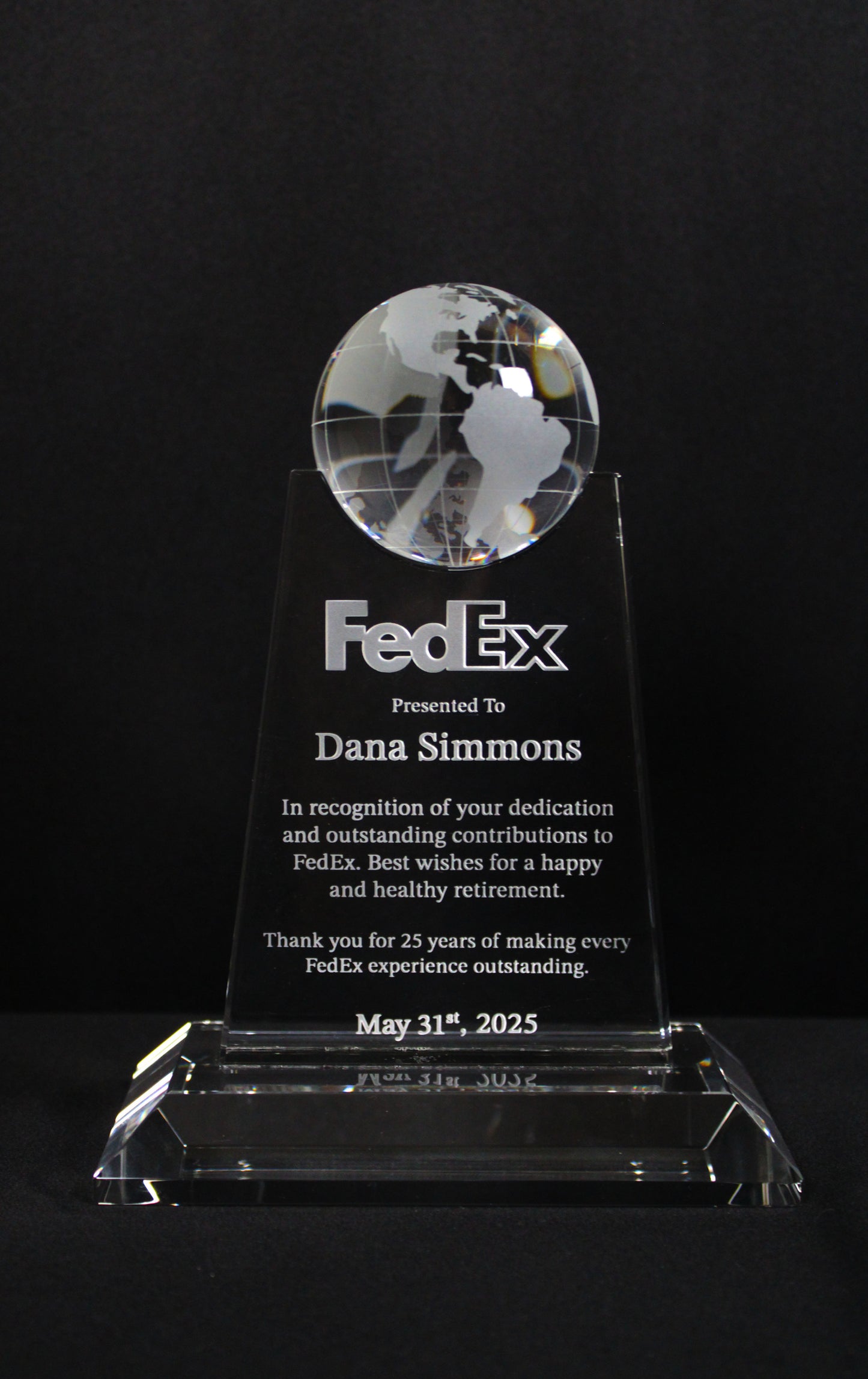 Engraved Paramount Globe Award 5.5x7"
