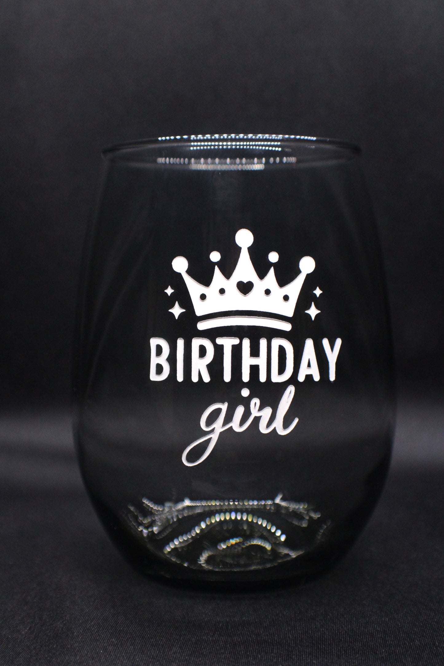 Engraved Stemless Smoked Wine Glass