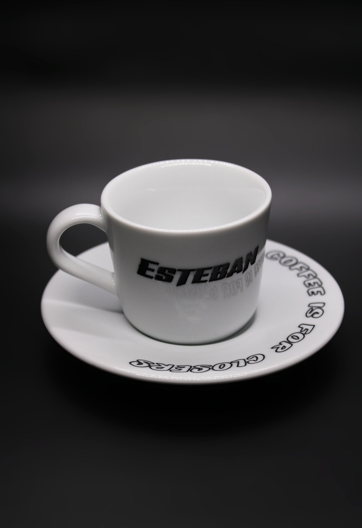 Engraved Espresso Cup with Saucer